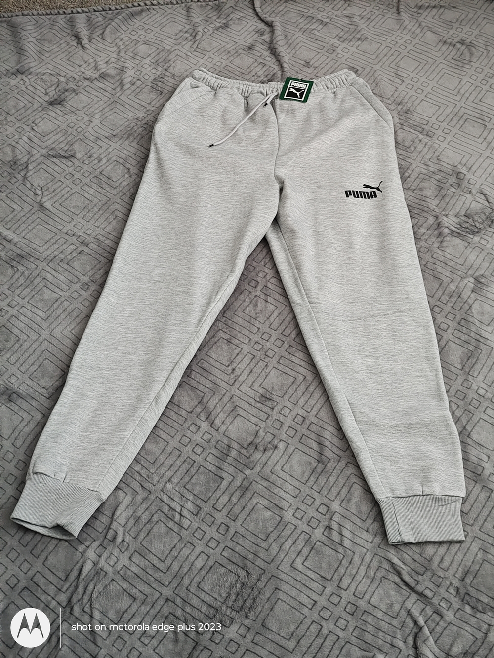 Puma Light Gray Men's Jogger Sweatpants Cotton Size Large